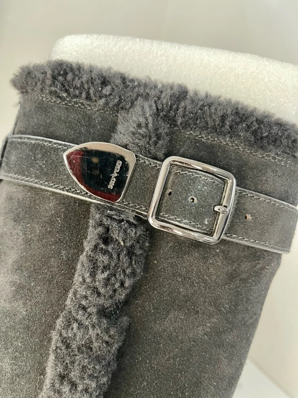 Coach Women's 6 BELMONT Suede Leather Cold Weather Winter Black tall Boots Shoes